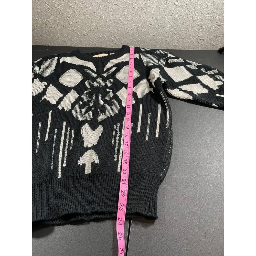 Adell Barre Womens Small Sweater black silver Shoulder pads retro 90s vintage - Picture 7 of 9